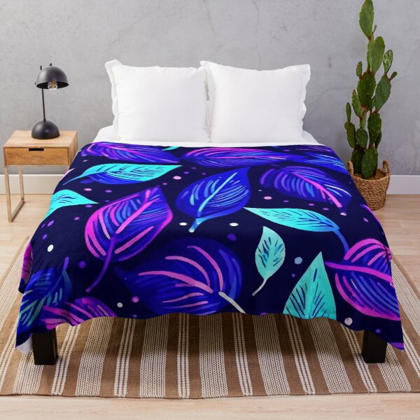 Item preview, FLORAL AND TROPICAL PATTERN O31 - Gift items and personal use / Leaves, Colorful, Neon, Pink, Blue, Cyan, Purple, Turquoise, Navy, Ornamented, Vector, Art designed and sold by LumDesignArt.