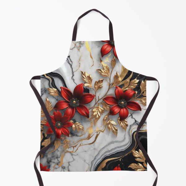 Item preview, FLORAL AND TROPICAL PATTERN O32 - Gift items and personal use / Marble, Leaves, Flowers, Stone, Red, Gold, Black, White, Grey, Quartz, Nature, Vector, Art designed and sold by LumDesignArt.