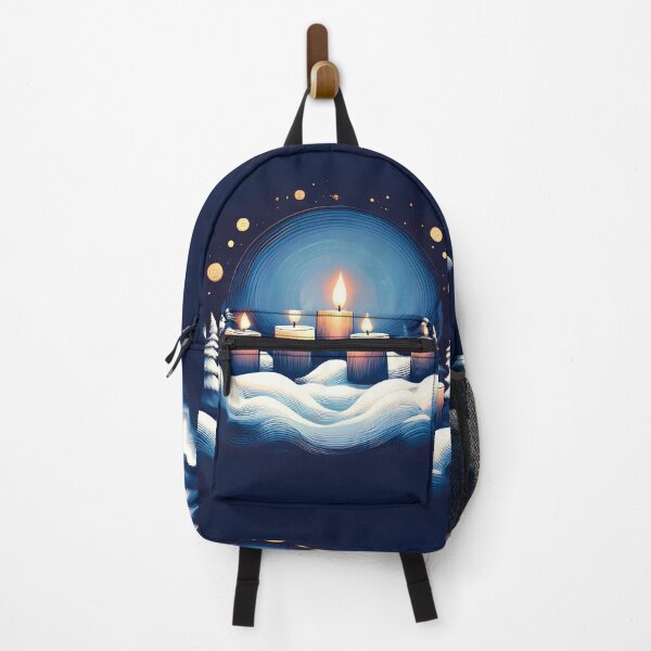 Item preview, Glowing candles standing in the snow, casting light into a dark, swirling winter scene. designed and sold by HEMRO.