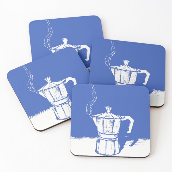 Item preview, Timeless Blue Moka Pot Print - Modern Black & White Coffee Art, Stylish Wall Decor, Kitchen Poster, Coffee Shop Art designed and sold by Johnelh.