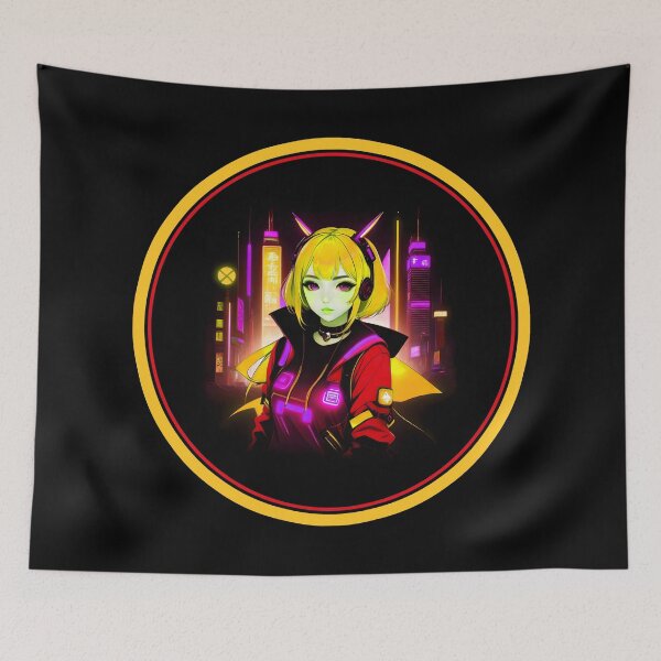 Item preview, Girl Gamer Anime E-Girl and Retro Futuristic City - Yellow Hair designed and sold by Beachy.