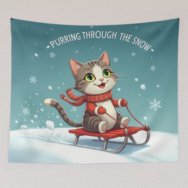 Item preview, Funny Christmas Cat Purring Through The Snow designed and sold by HolidayT-Shirts.
