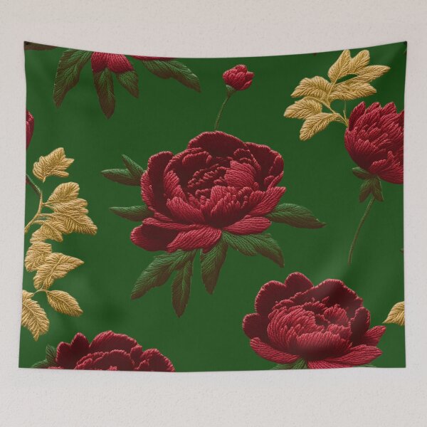 Item preview, Dark Burgundy Peonies | Elegant Hand Embroidery Art designed and sold by branaghbel.