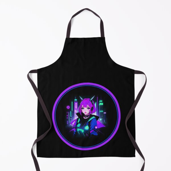 Item preview, Girl Gamer Anime E-Girl and Retro Futuristic City - Purple Hair designed and sold by Beachy.