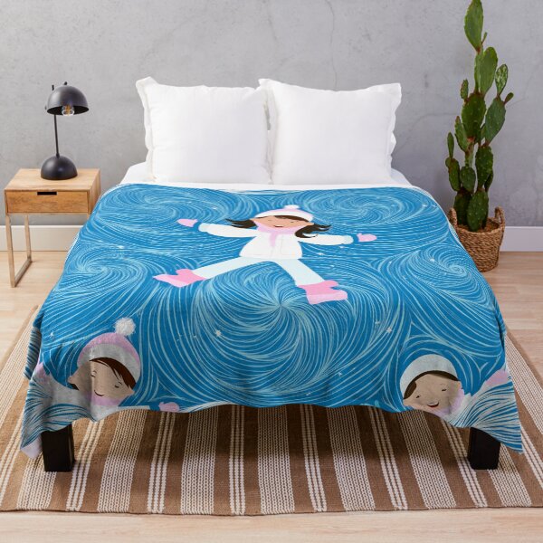 Item preview, children playing in the snow, with swirling patterns and soft pastel colors. designed and sold by HEMRO.