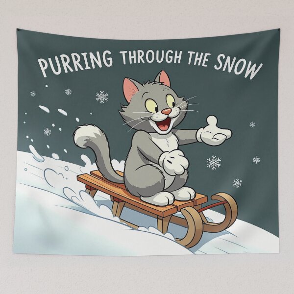 Item preview, Funny Christmas Cat Purring Through The Snow designed and sold by HolidayT-Shirts.