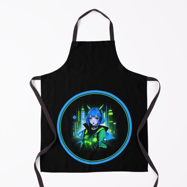 Item preview, Girl Gamer Anime E-Girl and Retro Futuristic City - Blue Hair designed and sold by Beachy.
