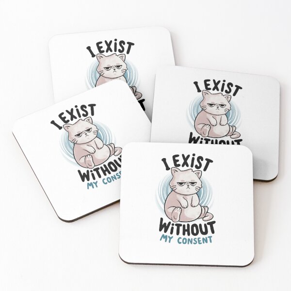 Item preview, I Exist Without My Consent - Cute Angry Chubby Cat Sarcasm Funny Gift designed and sold by EduEly.
