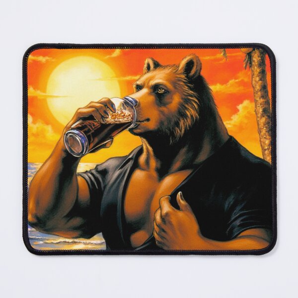 Item preview, Anthropomorphic bear drinking refreshing beverage designed and sold by MuzcleClaw.