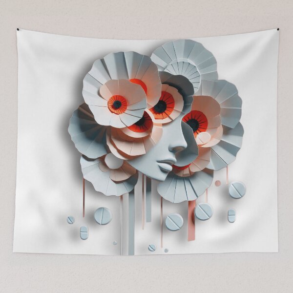 Item preview, Addiction Horror - Opium Poppy, Opiate Drugs Woman Flower Face designed and sold by SomniferumWars.