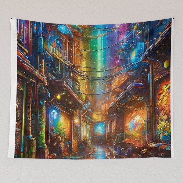 Item preview, Colorful Fantasy Sci Fi Cityscape - Surreal Fantasy Art concept designed and sold by Delerat7.