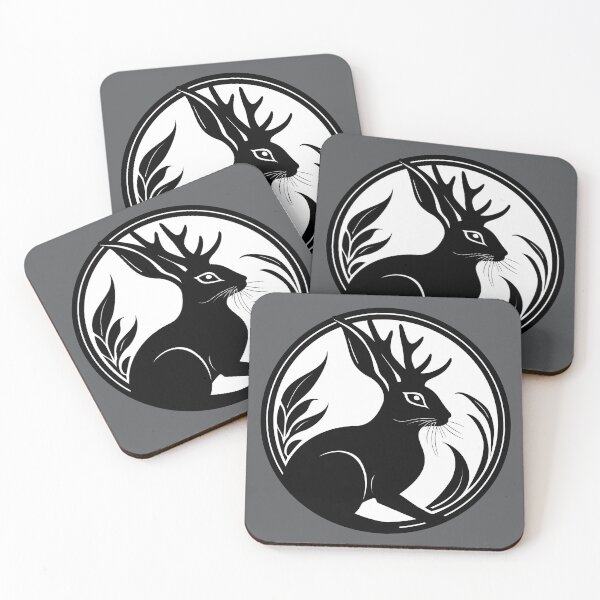Item preview, Black Jackalope Mythical Creature Folklore Art designed and sold by LucentJourneys.