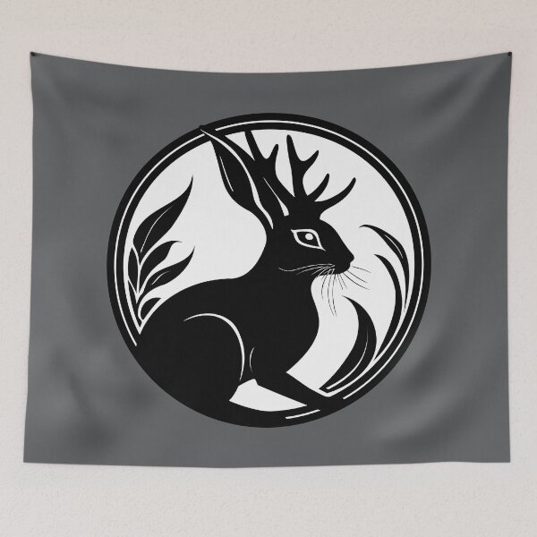 Item preview, Black Jackalope Mythical Creature Folklore Art designed and sold by LucentJourneys.