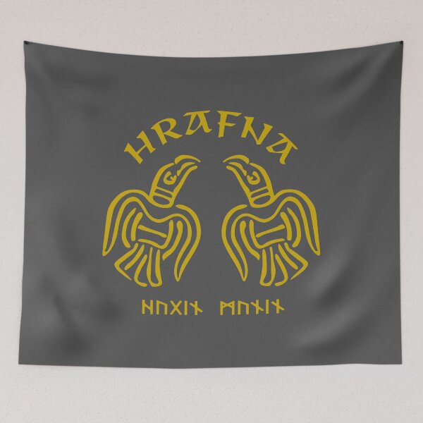 Item preview, RAVENS. HUGINN AND MUNINN. RUNES. GOLD...ISH. designed and sold by 5hertz.