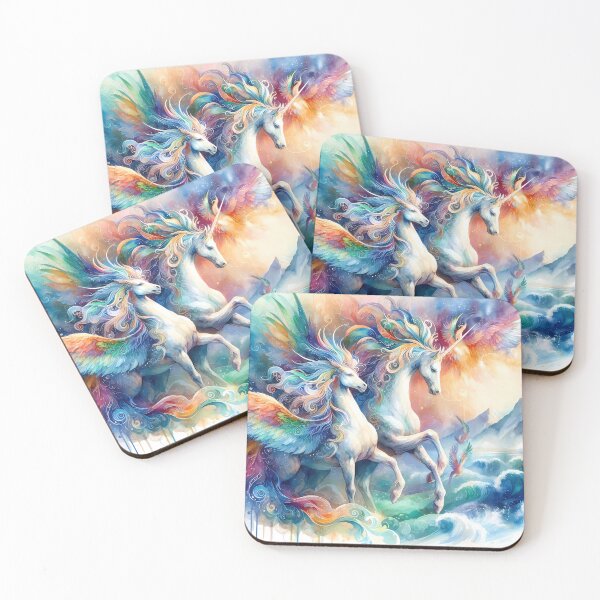 Item preview, Twin Pegasi in a Whirlwind of Colorful Wings and Ocean Waves designed and sold by Vitalka-uk.