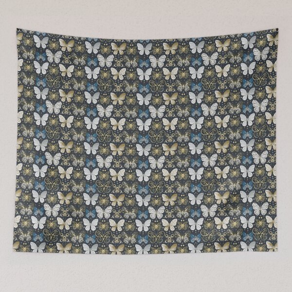 Item preview, Gold Navy Butterfly Pattern designed and sold by Magnolia Valley Art.