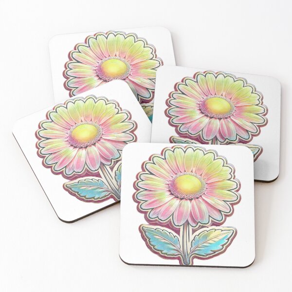 Item preview, RETRO INSPIRED DEMURE PINK DAISY STICKER BACKGROUND designed and sold by Arts4U.