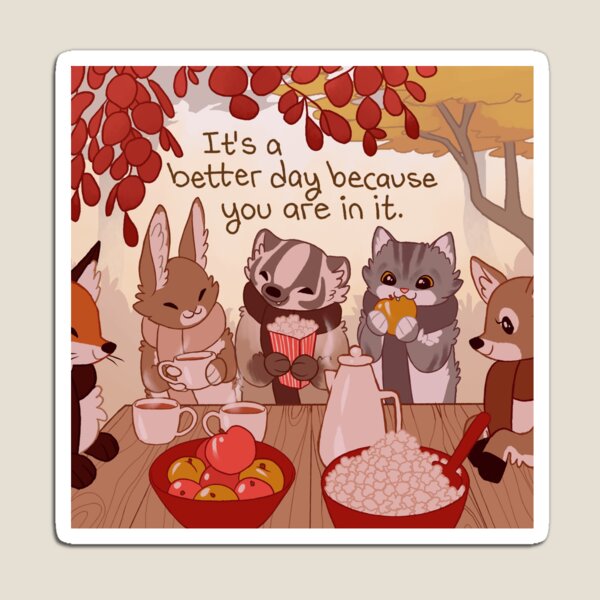 Vista previa del artículo con la obra «"Es un día mejor porque estás en él" Autumn Animal Friends», diseñado y vendido por thelatestkate.