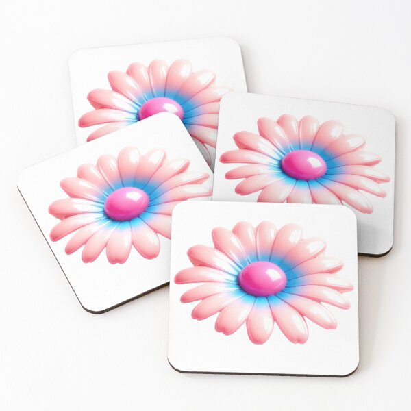 Item preview, RETRO PINK DAISY JELLY DEMURE GLOSSY FLOWER STICKER  designed and sold by Arts4U.