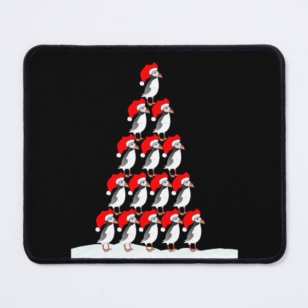 Item preview, Funny Puffin Christmas tree on snow elf hat puffin Xmas bird  designed and sold by Artstastic.