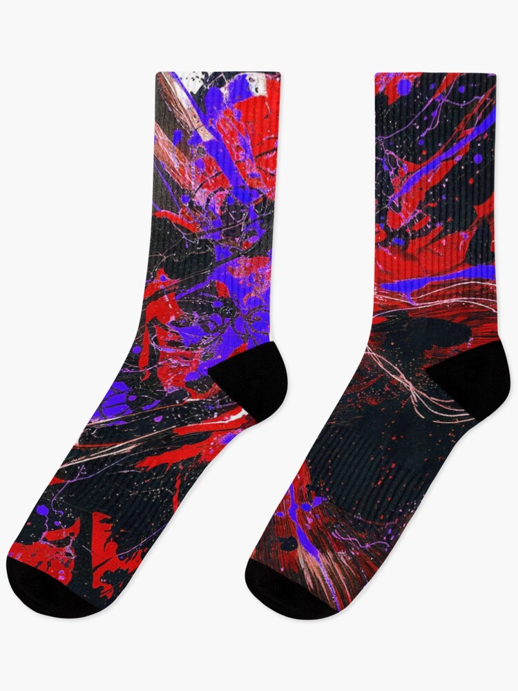 Thumbnail 1 of 5, Socks, Abstract Explosion - Red, Blue designed and sold by Exodoi.