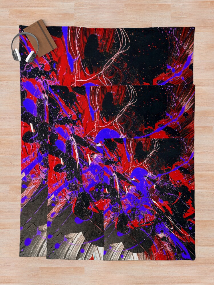 Thumbnail 5 of 6, Throw Blanket, Abstract Explosion - Red, Blue designed and sold by Exodoi.