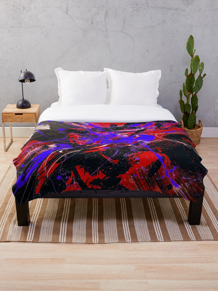 Thumbnail 1 of 6, Throw Blanket, Abstract Explosion - Red, Blue designed and sold by Exodoi.