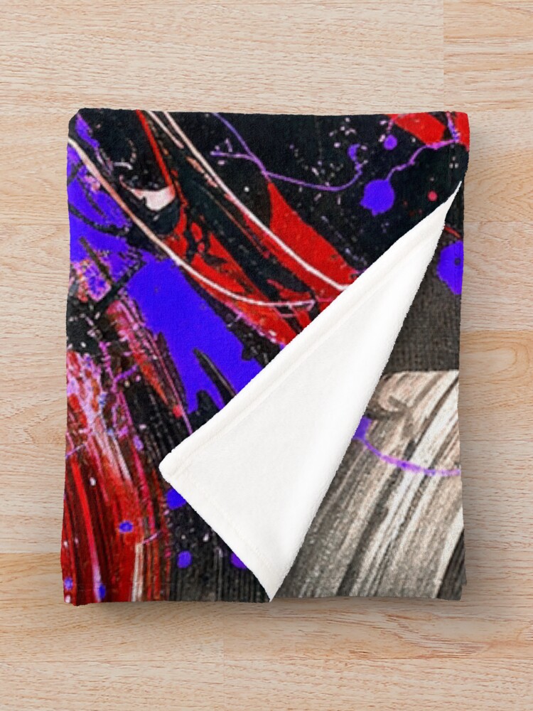 Thumbnail 3 of 6, Throw Blanket, Abstract Explosion - Red, Blue designed and sold by Exodoi.