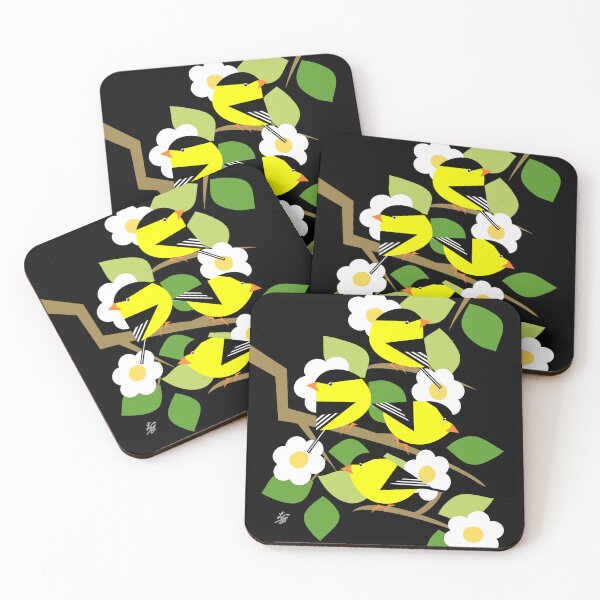 Item preview, American Goldfinch Flock On Flowering Branch designed and sold by studioart.