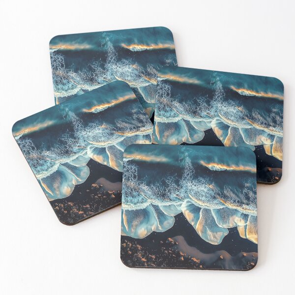 Item preview, Majestic Aerial Ocean Waves Meeting Sandy Shoreline at Sunset designed and sold by regnumsaturni.