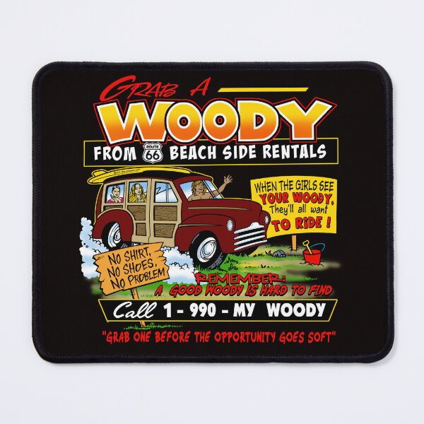 Item preview, Funny RT 66 Beach Ask Me About My Woody Car play on words designed and sold by thet-shirtman.