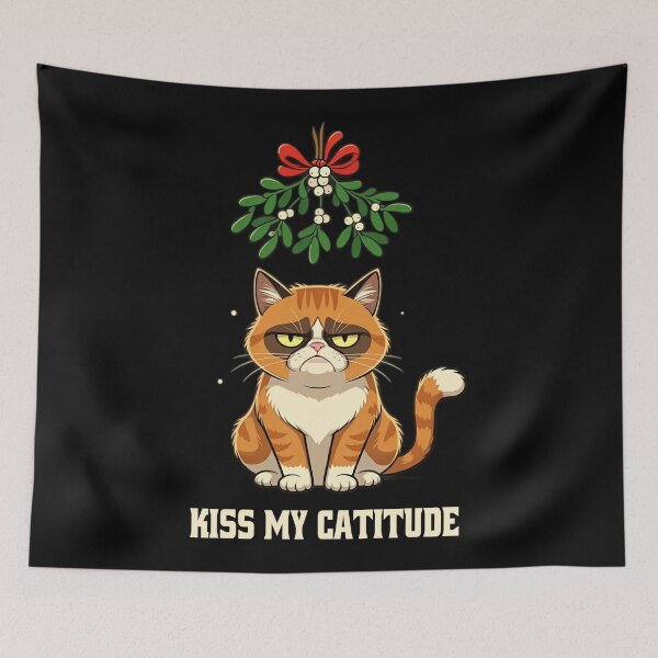 Item preview, Funny Christmas Pouty Cat Kiss My designed and sold by HolidayT-Shirts.