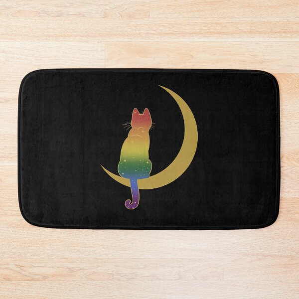 Item preview, Rainbow Cat Moon Space LGBT Gay Pride Flag designed and sold by Clara Hollins.