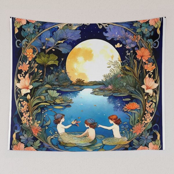 Item preview, Three mermaids and moon designed and sold by MarilynBaldey7.