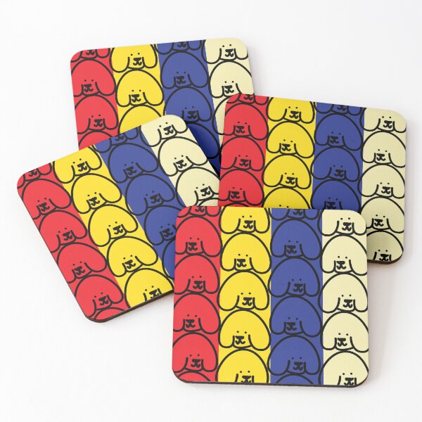 Item preview, Colorful dog pattern in red yellow blue stripes designed and sold by fluffyfamcraft.