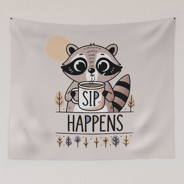 Item preview, Sip Happens Cute Raccoon designed and sold by Art Happens.