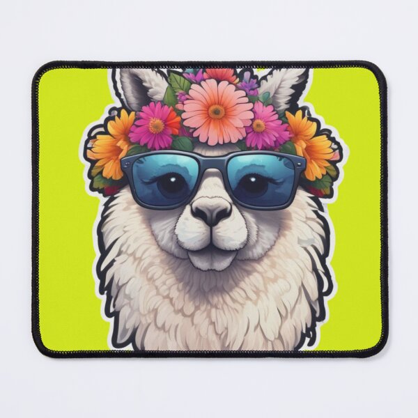 Item preview, Cool Alpaca with Sunglasses and Flower Crown Cartoon Sticker designed and sold by ArtifyStickers.