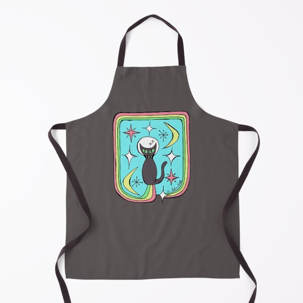 Item preview, Mid Century Modern Atomic Style Black Cat Outer Space Rainbow Original Art Illustration designed and sold by Intergalactic Unicorn: Art by Anna Schmidt.