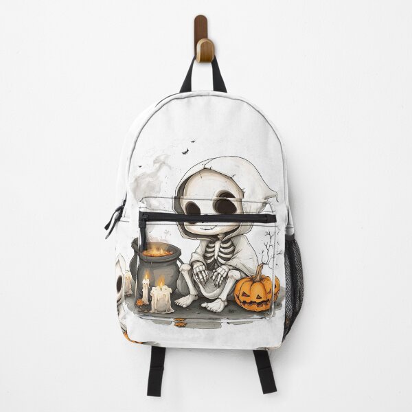 Item preview, Cute Skeleton in Hood Enjoys Halloween With Pumpkin and Candles designed and sold by LoveLaxmi Arts.