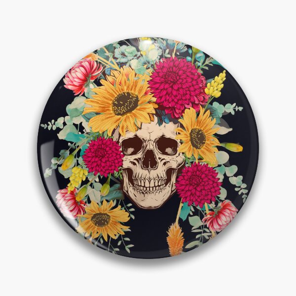 Item preview, Skull with Lucious Locks of Fowers designed and sold by FullMoonRebels.
