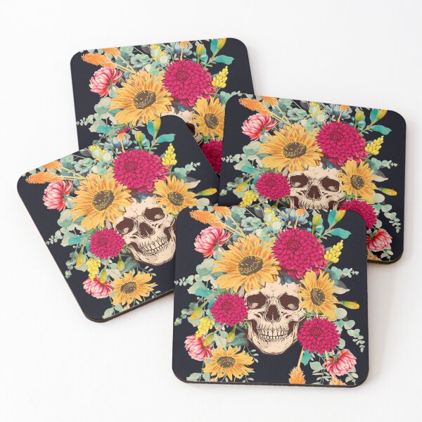 Item preview, Skull with Lucious Locks of Fowers designed and sold by FullMoonRebels.