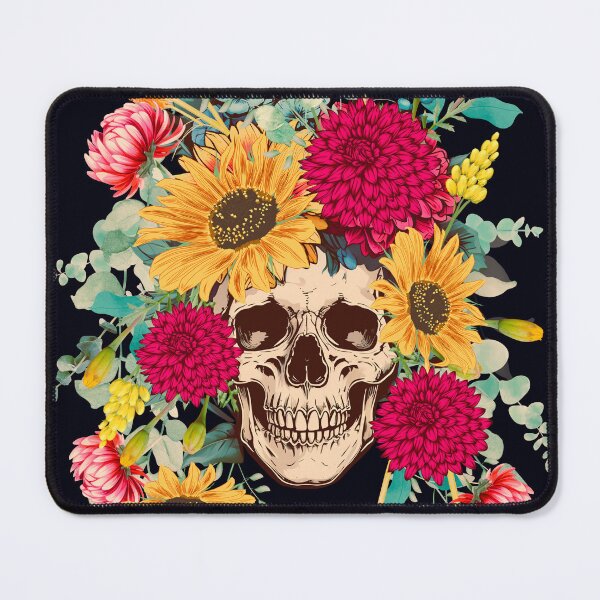 Item preview, Skull with Lucious Locks of Fowers designed and sold by FullMoonRebels.