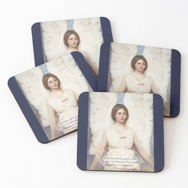 Item preview, Clarice Lispector quote: She believed in angels, and because she believed, they existed. designed and sold by artbleed.