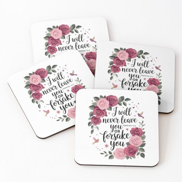 Item preview, I Will Never Leave You Nor Forsake You" - Hebrews 13:5, Rose and Birds Design designed and sold by Heal-Heart-Soul.