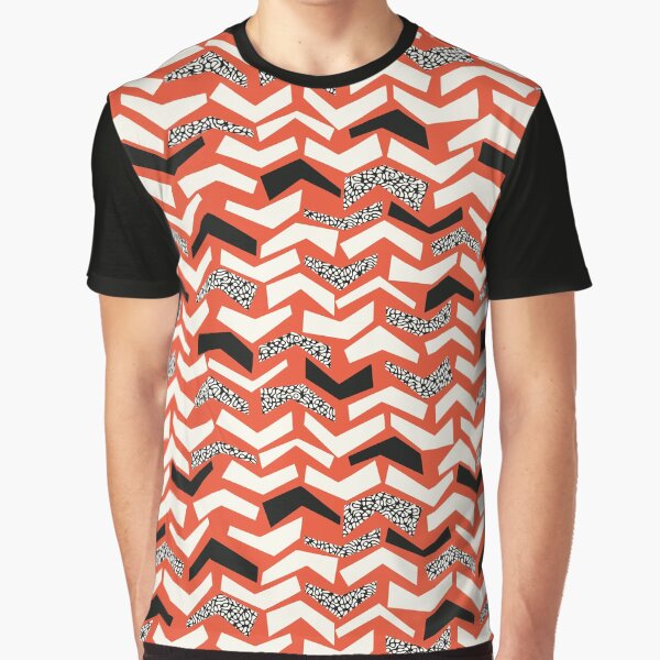 CHEVRONS OFFSET, black, orange, cream Graphic T-Shirt