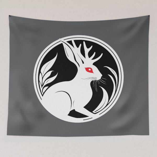 Item preview, Albino Jackalope Mythical Creature Folklore Art designed and sold by LucentJourneys.