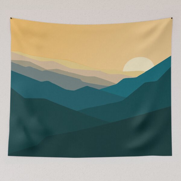 Item preview, Sunset Over Rolling Hills - Minimalist Landscape designed and sold by mozizy.
