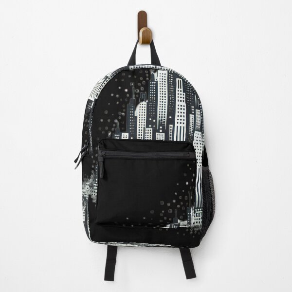 Item preview, Monochromatic Abstract Cityscape – Digital Skyline in Pixel Art designed and sold by ImmersiveArt Era.