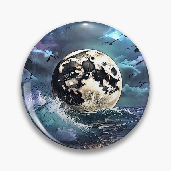 Item preview, moon and sea and crows 2024 tileartwork designed and sold by tileartwork.