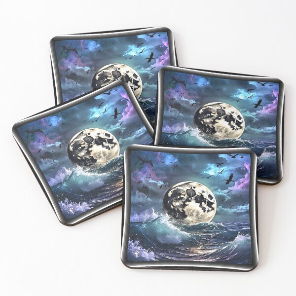 Item preview, moon and sea and crows 2024 tileartwork designed and sold by tileartwork.